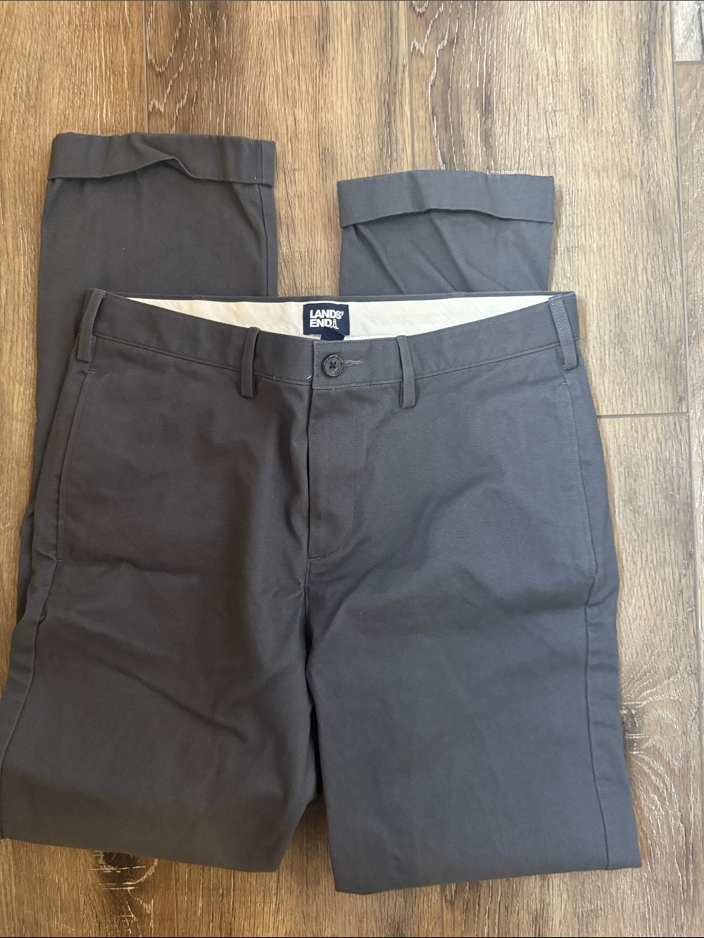 Lands' End Men's Chino Pants - Charcoal Gray